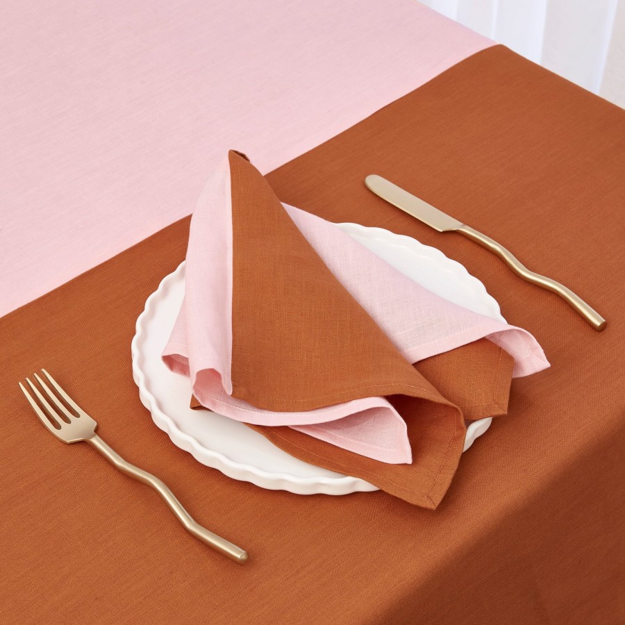 Dining Fazeek | Two X Half Half Napkins - Pink + Terracotta