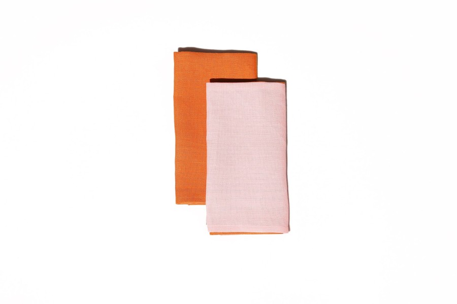 Dining Fazeek | Two X Half Half Napkins - Pink + Terracotta