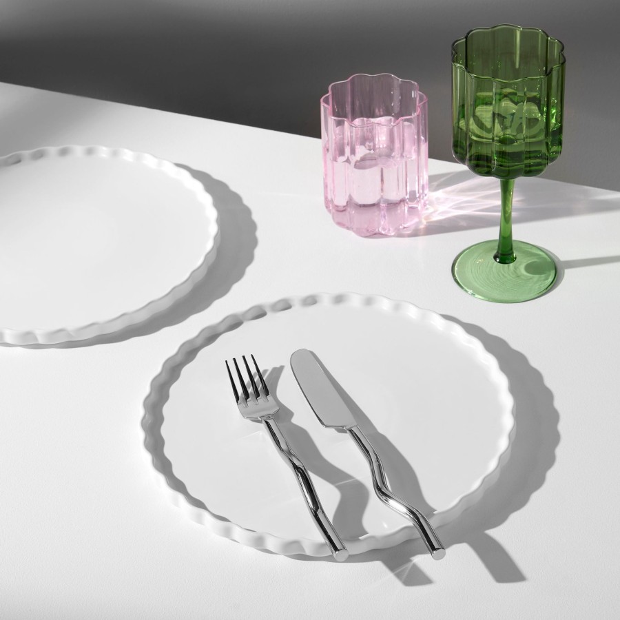 Dining Fazeek | Two X Wave Dinner Plates - White