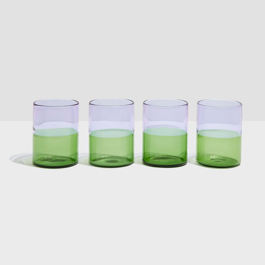 Drinkware Fazeek | Four X Two Tone Glasses - Lilac + Green